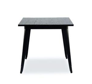 Mesa Tolix Cubierta De Madera Patas Negras 80X80X75 cm