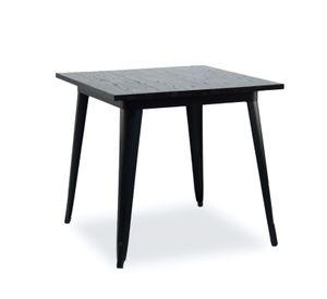 Mesa Tolix Cubierta De Madera Patas Negras 80X80X75 cm