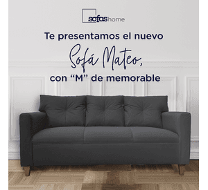 Sofá Mateo Chenille Grafito Pata Madera 3C