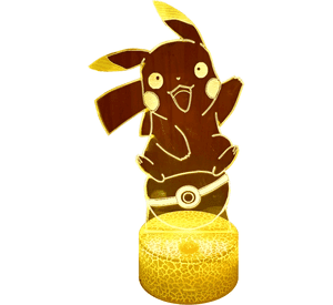 Lámpara ilusión 3D De Pikachu Pokebola 7 Colores Led