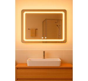 Espejo Rectangular Touch con Luz Led 3 colores 80 x 60 cm