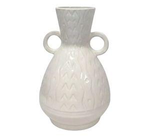 Jarrón Decorativo Doble Asa Relieve Geométrico Lujo AJ