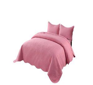 QUILT CUBRECAMA DE VERANO KING CON RELIEVE COLOR ROSADO