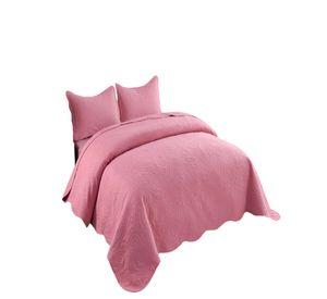 QUILT CUBRECAMA DE VERANO KING CON RELIEVE COLOR ROSADO