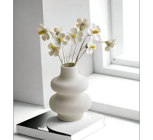Jarrón Ondulado Moderno Flores Minimalista 15cm Jhn