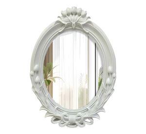 Espejo De Pared Decorativo Vintage Ovalado Blanco Jhn