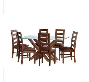 Juego De Comedor Merida 6 Sillas Granada  Tela Velvet Chocolate