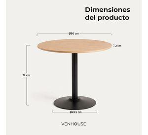 Mesa De Comedor Redonda Nordika Venhoouse Natural 80cm