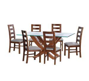 Juego De Comedor Alicante 6 Sillas Granada Lino Gris Claro