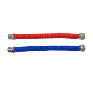 Kit Conexion Flexible Extensible FM 3/4" 25-50CM AC Inox Cubierta PVC Rojo - Azul Calefacción ANWO