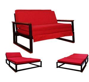 Futon Metalico  Folk 1.5 Plazas  3 Posiciones  - Rojo