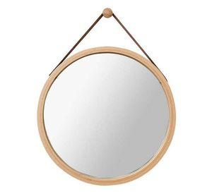 Espejo redondo Ø35 cm. madera con correa Unico