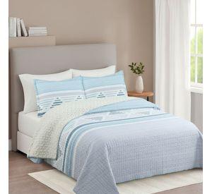 Cubrecama Quilt Sherpa 1.5 - Varios Modelos W.m G Azul Claro Lisa