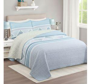 Cubrecama Quilt Sherpa 1.5 - Varios Modelos W.m G Azul Claro Lisa