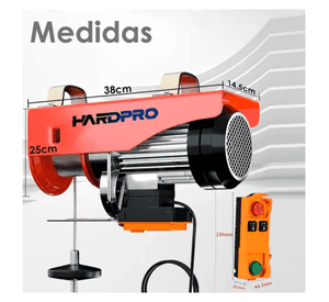 Tecle Eléctrico Inalámbrico 500kg 12mtrs Cable Acero 1050w