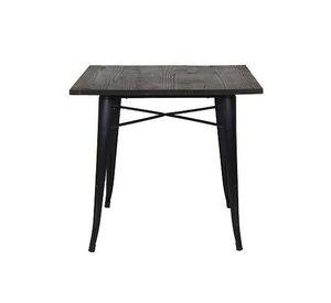Mesa Comedor Tolix 80x80base De Fierro Negro Mate Madera 005
