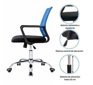Silla de Oficina Negra y Azul Ergonómica Ajustable Santiago