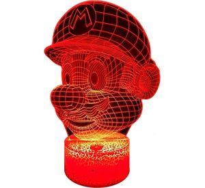 Lámpara ilusión 3D Mario Bross 7 Colores Led