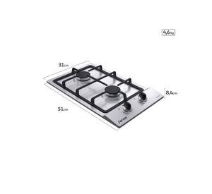 Encimera a Gas 2 Plastos Encendido Eléctrico FCE 2HF GL INOX