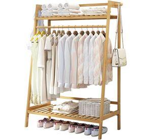 Perchero Organizador De Madera Colgador De Ropa De Bambú WakesHome