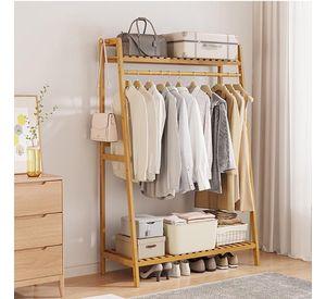 Perchero Organizador De Madera Colgador De Ropa De Bambú WakesHome