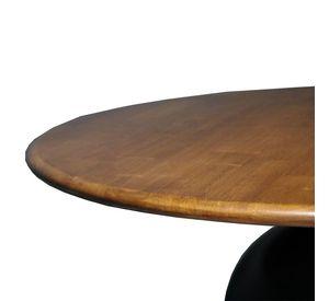 Mesa Comedor Valentin Redonda 120 cm Madera de Caucho Walnut y Base Negra