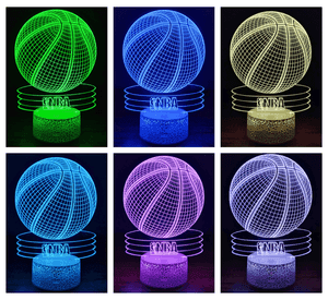 Lámpara ilusión 3D De Balón De Básquet NBA 7 Colores Led Integrados