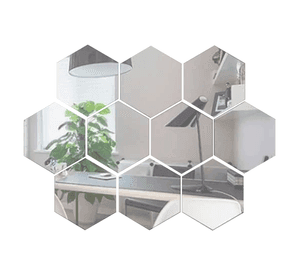 Pack X6 Vinilo Espejo Pared Adhesivo Hexagonal Decorativo