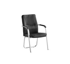 Silla Visita Iso Trineo Ecocuero Negro con Apoyabrazos