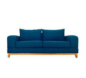 Sofá Basalto Chenille Tipo Lino Azul 3 Cuerpos