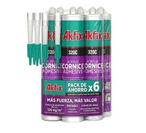 Pack 6 Adhesivo Para Cornisas Y Poliestireno Akfix 320c 310m