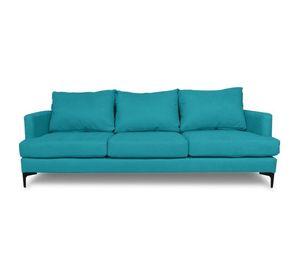 Sofá Aldara Chenille Tipo Lino Turquesa 3 Cuerpos