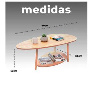 Mesa de Centro Ovalada Moderna Minimalista con Almacenamiento