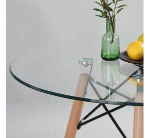 Mesa Eames Redonda de Vidrio 80cm