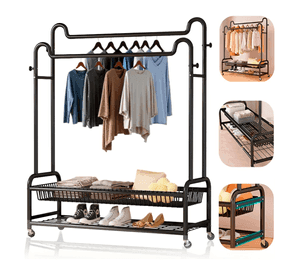 Perchero Organizador Colgante De Ropa Doble Con Ruedas 120cm