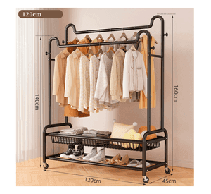Perchero Organizador Colgante De Ropa Doble Con Ruedas 120cm