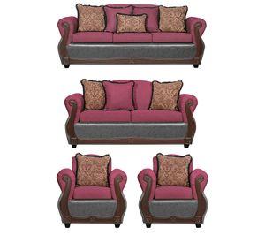 Juego de Living 3 2 1 1 Gran Columbia Burdeo Gris