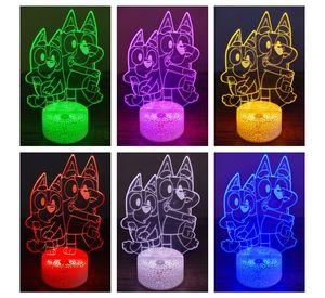 Lámpara ilusión 3D De Bluey y Bingo 7 Colores Led Integrados