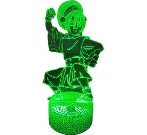Lámpara ilusión 3D De Toph Avatar 7 Colores Led Integrados