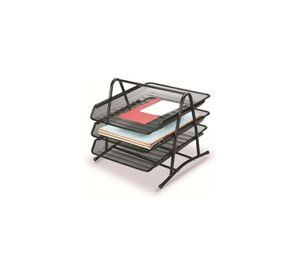 Organizador Bandeja Metal Oficina Documentos 3 Niveles Negro