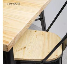Mesa Tolix Madera Natural Cuadrada 80x80x75cm Venhoouse