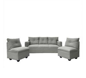 Juego Living Mateo Chenille Gris Pata Plastica 3C.1C.1C