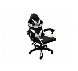 Silla Gamer Tokio Ergonómica Negra y Blanca Reclinable Con Cojines