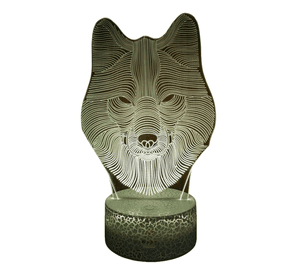 Lámpara ilusión 3D Animal Lobo 7 Colores Led