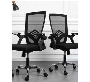 Pack 2 Sillas de Oficina Ergonómica con Apoyabrazos Reclinables y Soporte Lumbar