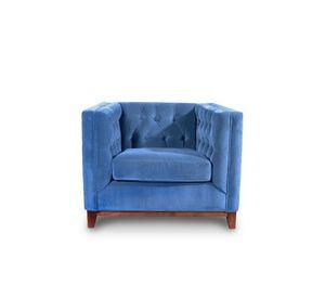 Sofá Roma 1 Cuerpo Capitoné Tela Velvet Azul Petroleo