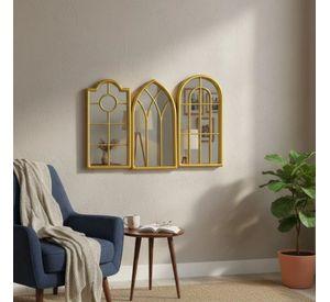 Set Espejos Murales Ventanas Luz Estilo Catedral AJ