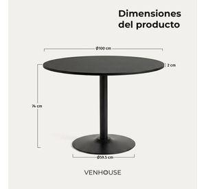 Mesa De Comedor Redonda Nordika Venhoouse Negra 100cm