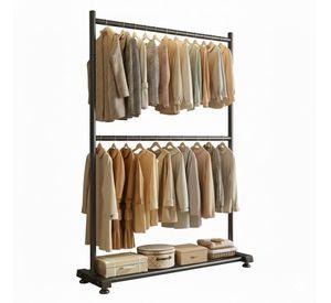 PERCHERO ORGANIZADOR COLGANTE DE ROPA DOBLE SENCILLO DORADO, NEGRO Y BLANCO WM