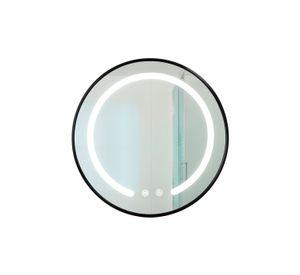 Espejo Redondo Marco Negro Touch con Luz Led 3 colores 50 cm